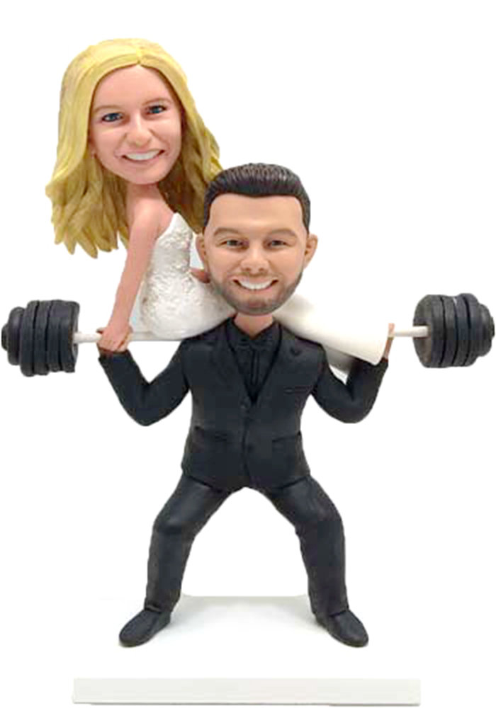 Custom wedding cake toppers Weightlifting cake toppers